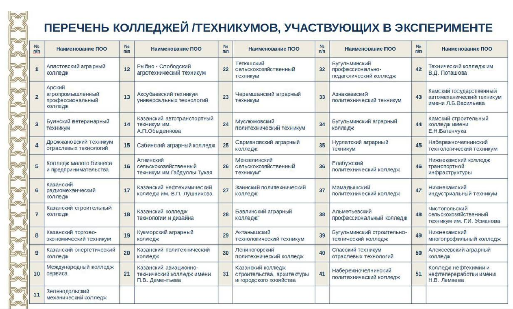 Татарстанда җиңеләйтелгән ТДИ буенча 9 сыйныф укучылары керә алачак 40 һөнәр һәм колледж исемлеге