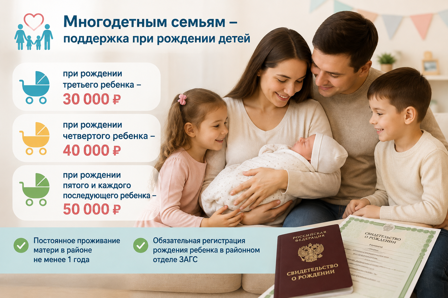 Актаныш районында гаиләдә өченче һәм аннан соң туган балаларга акчалата түләүләр билгеләнде