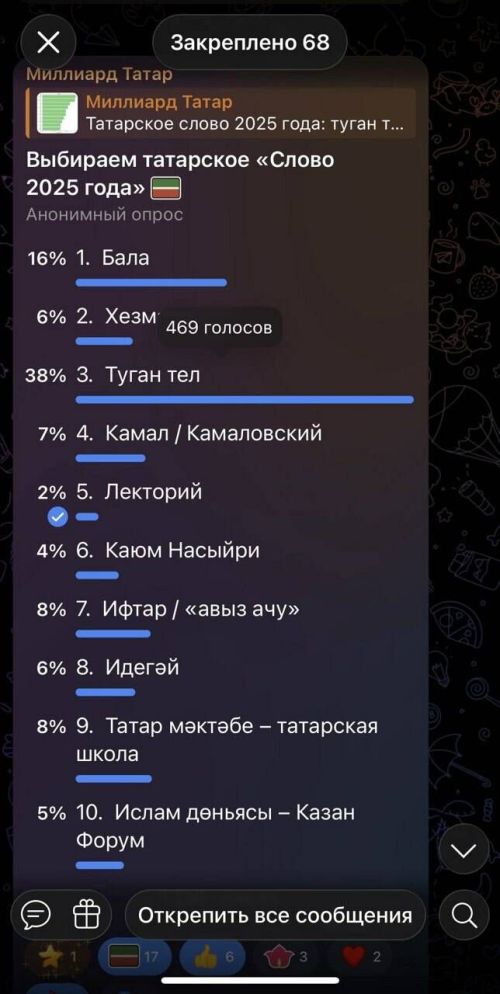 «Туган тел» сүзе «Миллиард. Татар» версиясе буенча 2025 ел сүзе дип танылды