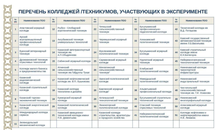 Татарстанда җиңеләйтелгән ТДИ буенча 9 сыйныф укучылары керә алачак 40 һөнәр һәм колледж исемлеге