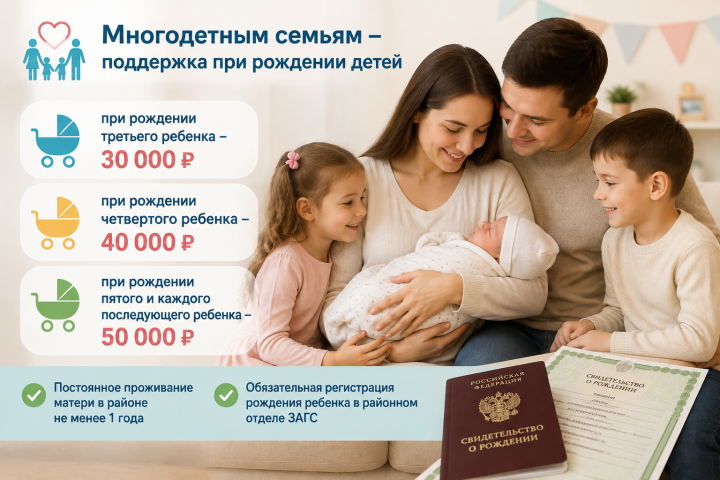 Актаныш районында гаиләдә өченче һәм аннан соң туган балаларга акчалата түләүләр билгеләнде